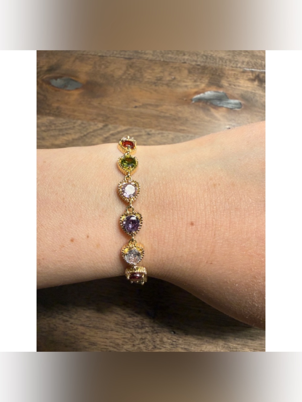 ✨Gold Multicolor Heart Crystal Bracelet